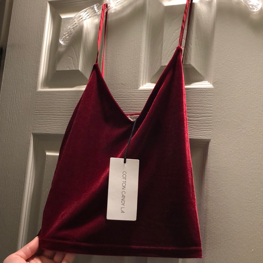 Wine Red Velvet Top